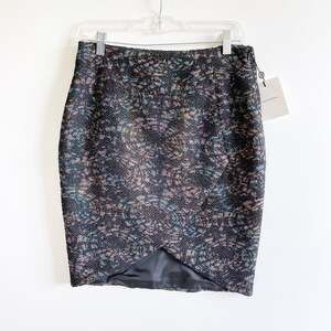 NWT CoSTUME NATIONAL Black Metallic Wool Faux Wrap Skirt